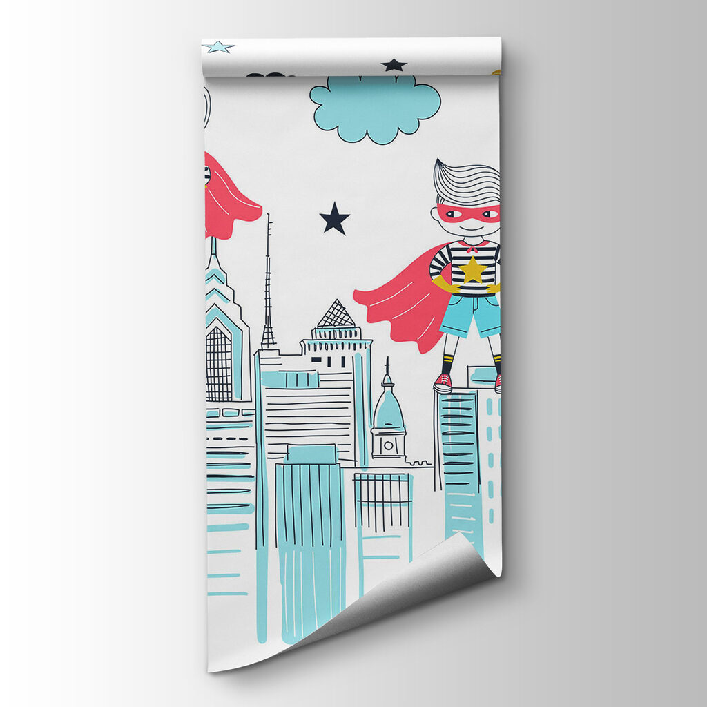 Superheroes above the city — product view