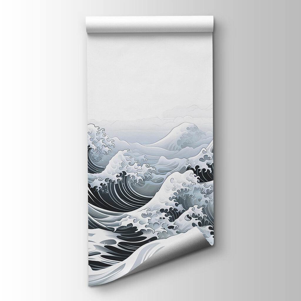 Waves in woodcut style — product view