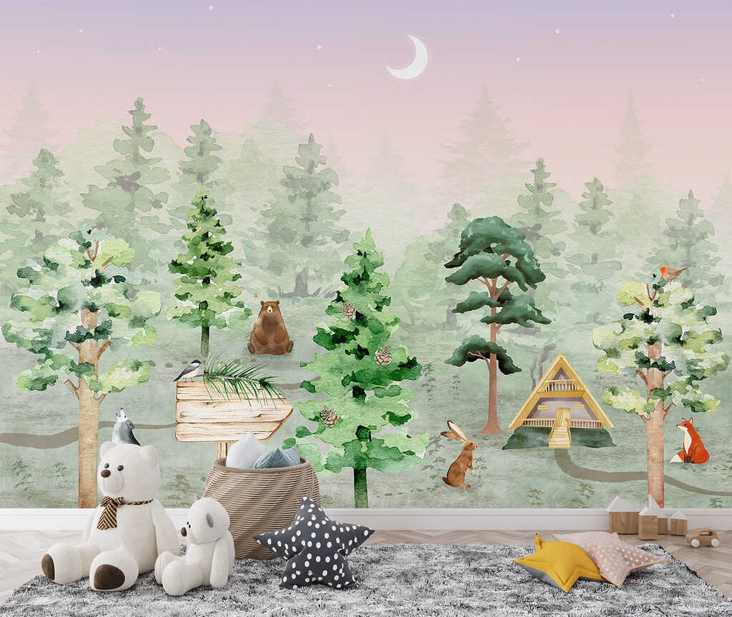 Woodland friends by moonlight — interior 1