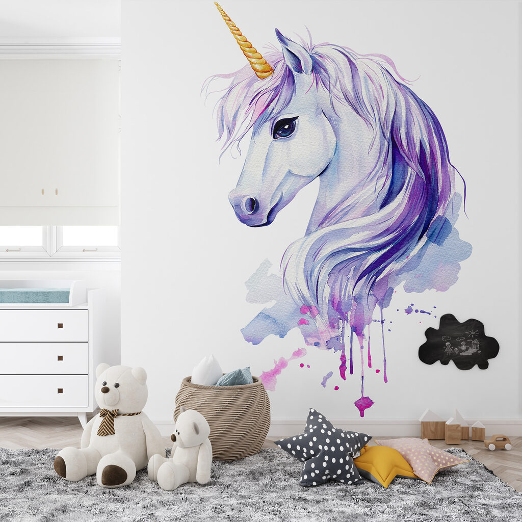 Unicorn in purple watercolour — interior 1