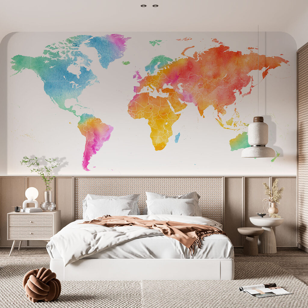 Rainbow watercolour world map — interior 2