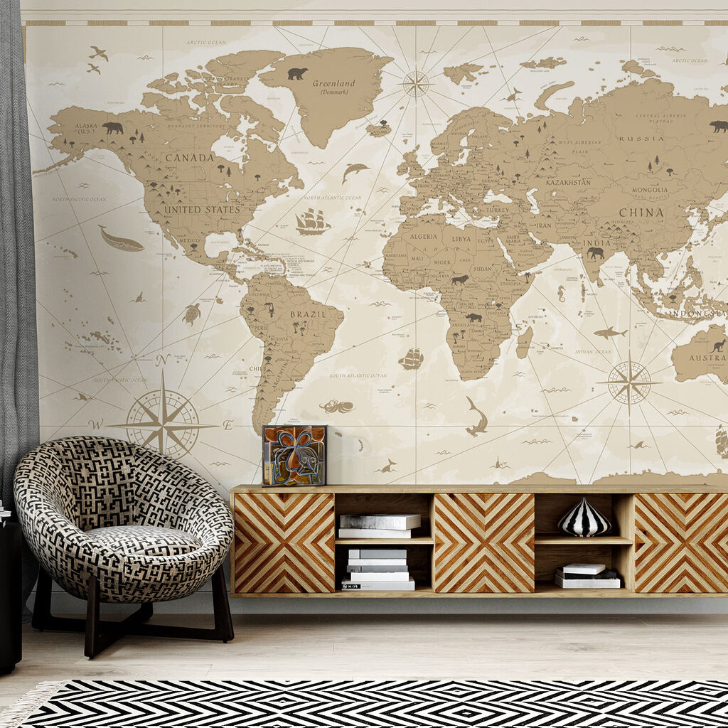 Compass rose world map — interior 3