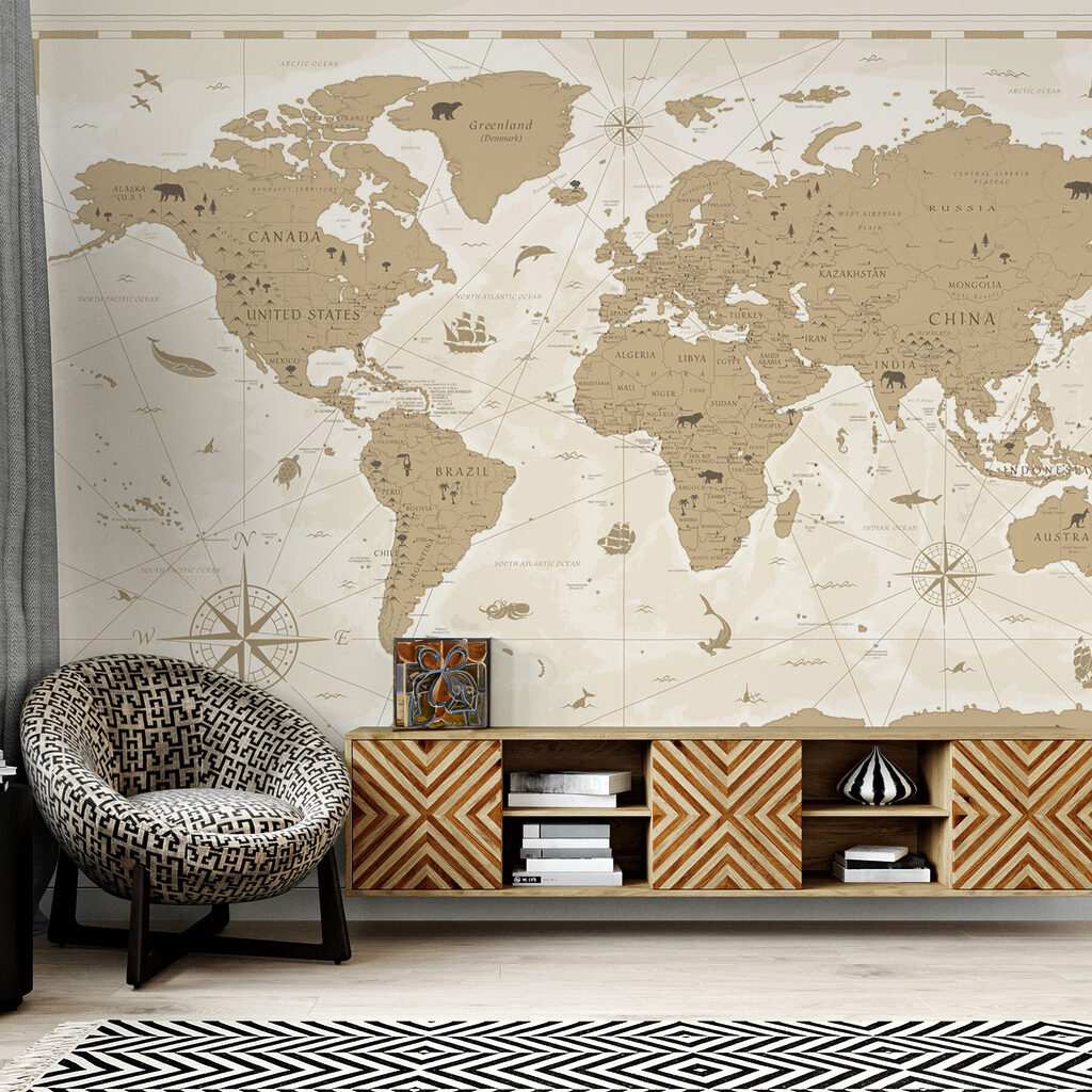 Compass rose world map — interior 4