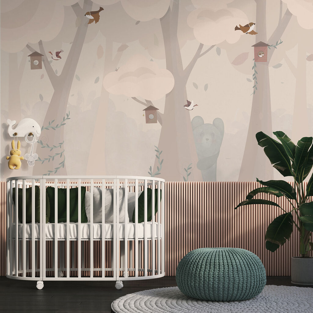 Birds among pastel trees — interior 2