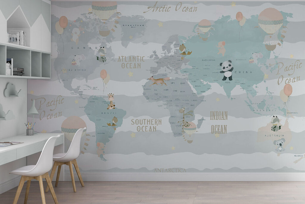 Pastel world map — interior 1