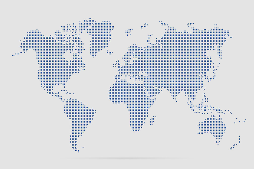 World map in squares — full design