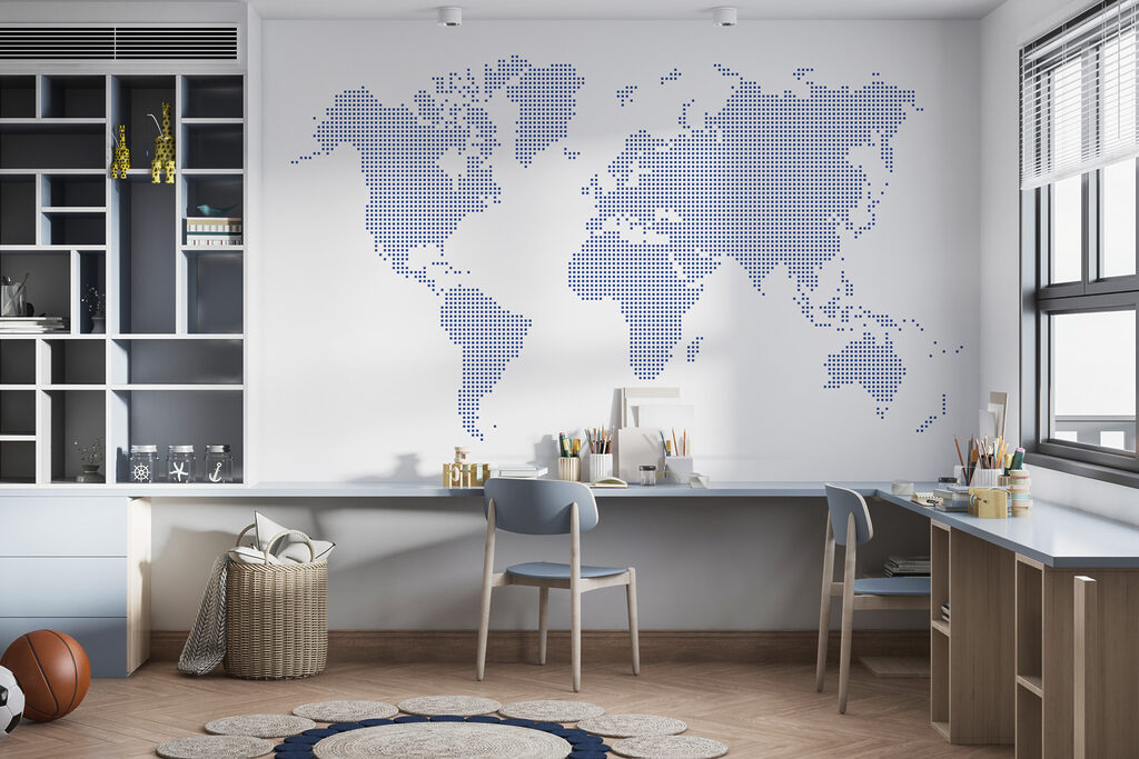 World map in squares — interior 2