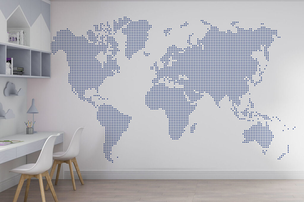 World map in squares — interior 3
