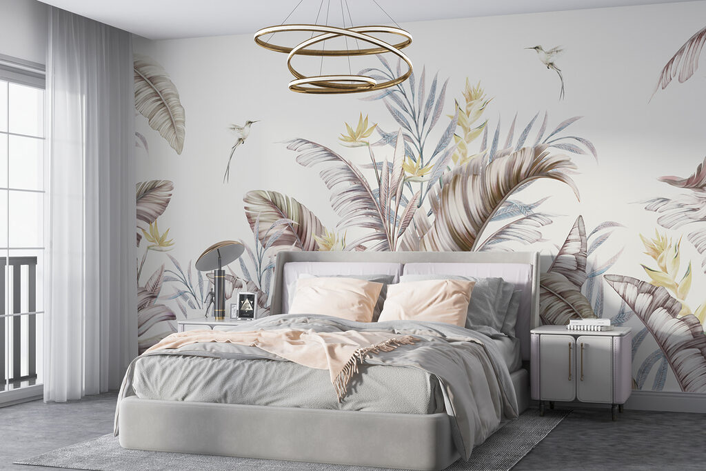 Birds among pale leaves — interior 1