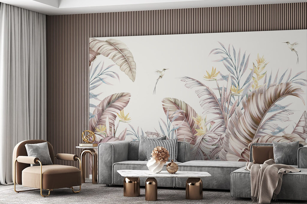Birds among pale leaves — interior 3