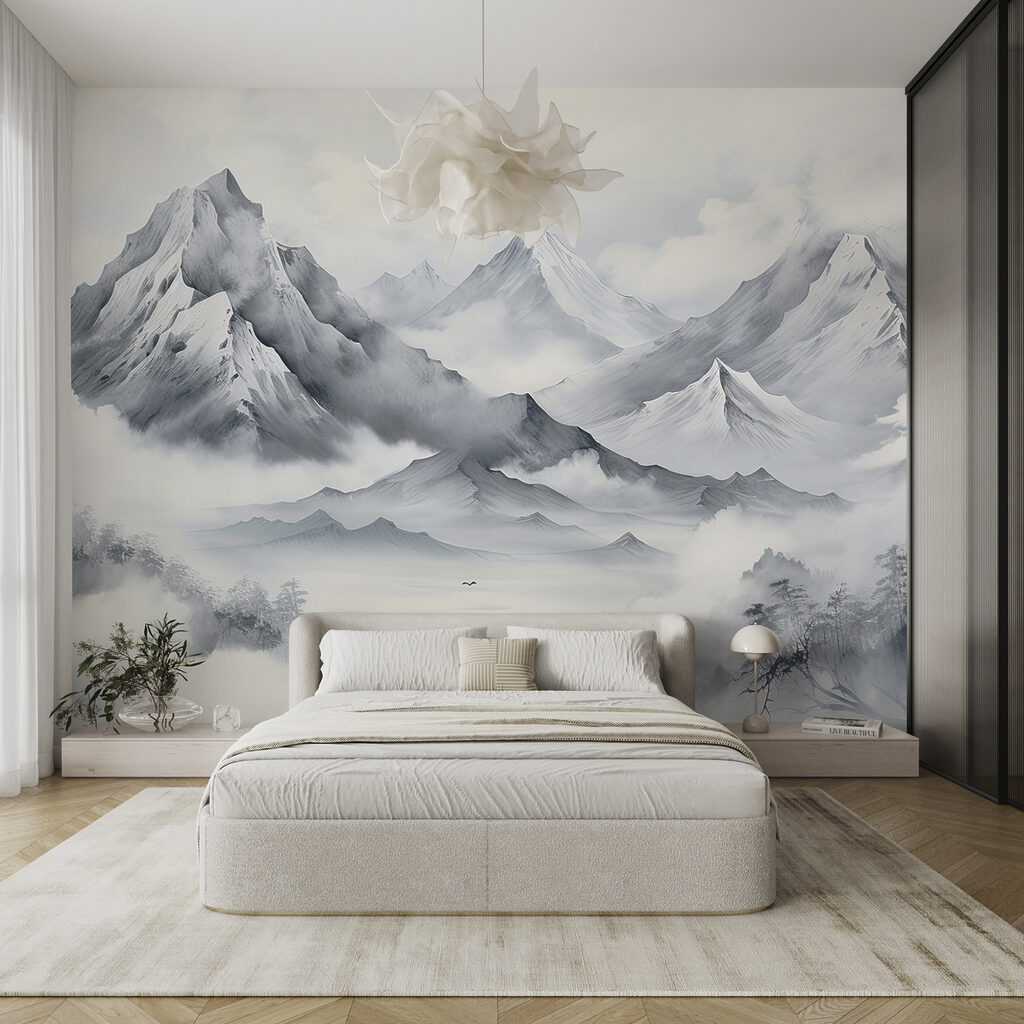 Mountains in grey mist — interior 1