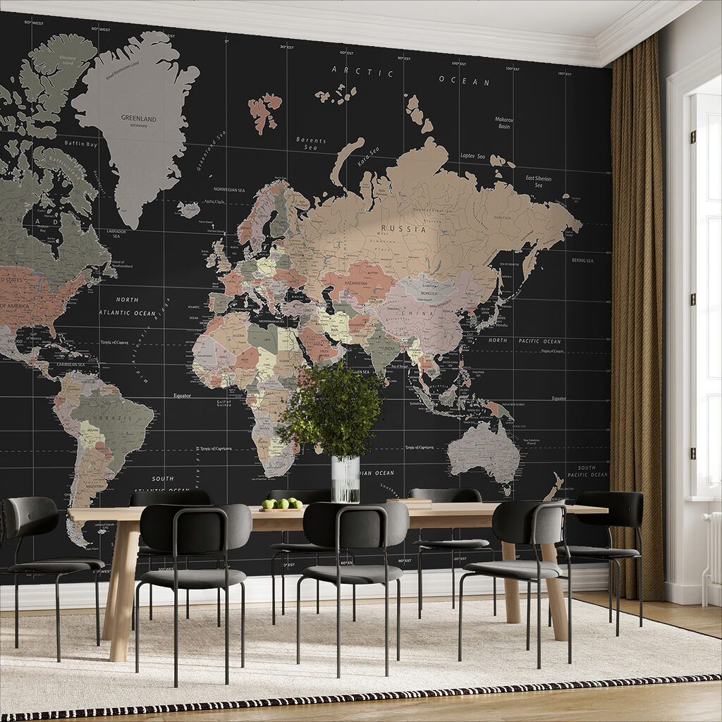 World map on anthracite — interior 3