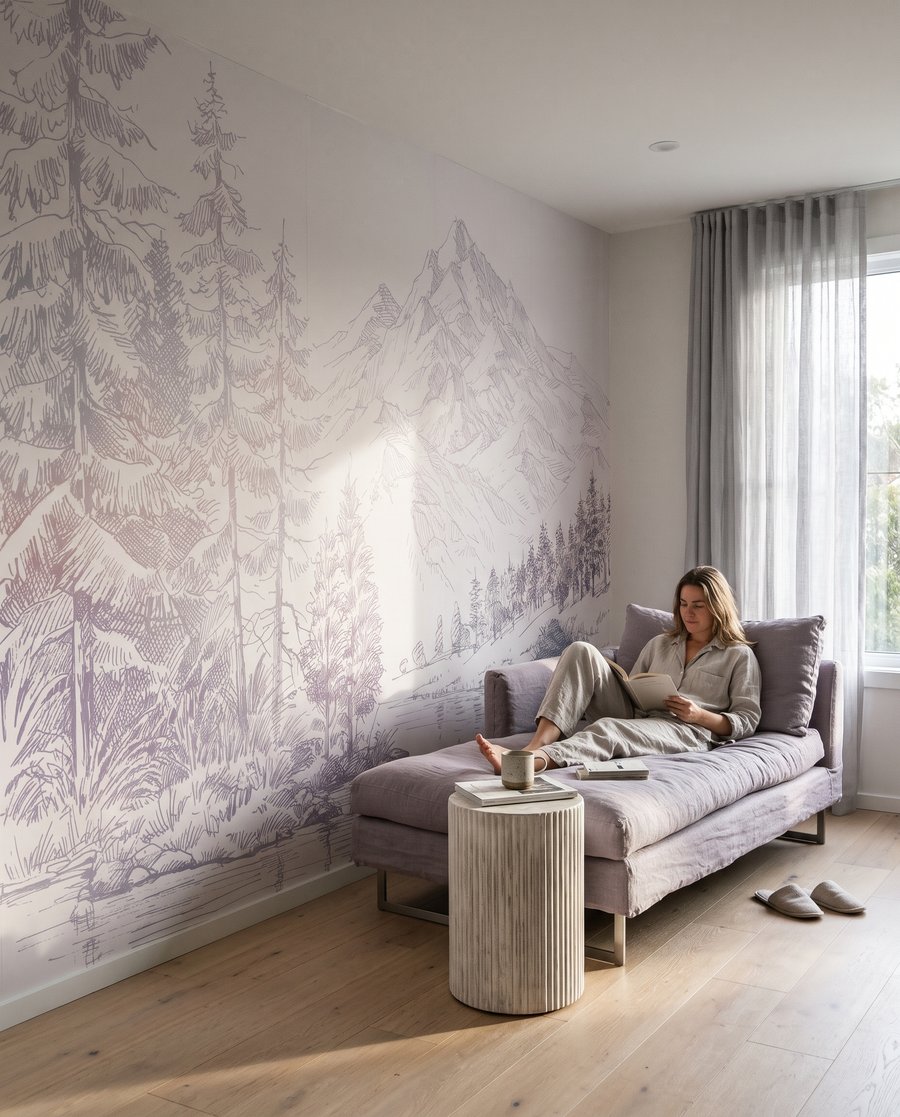 Woodland River Sketch in an interior