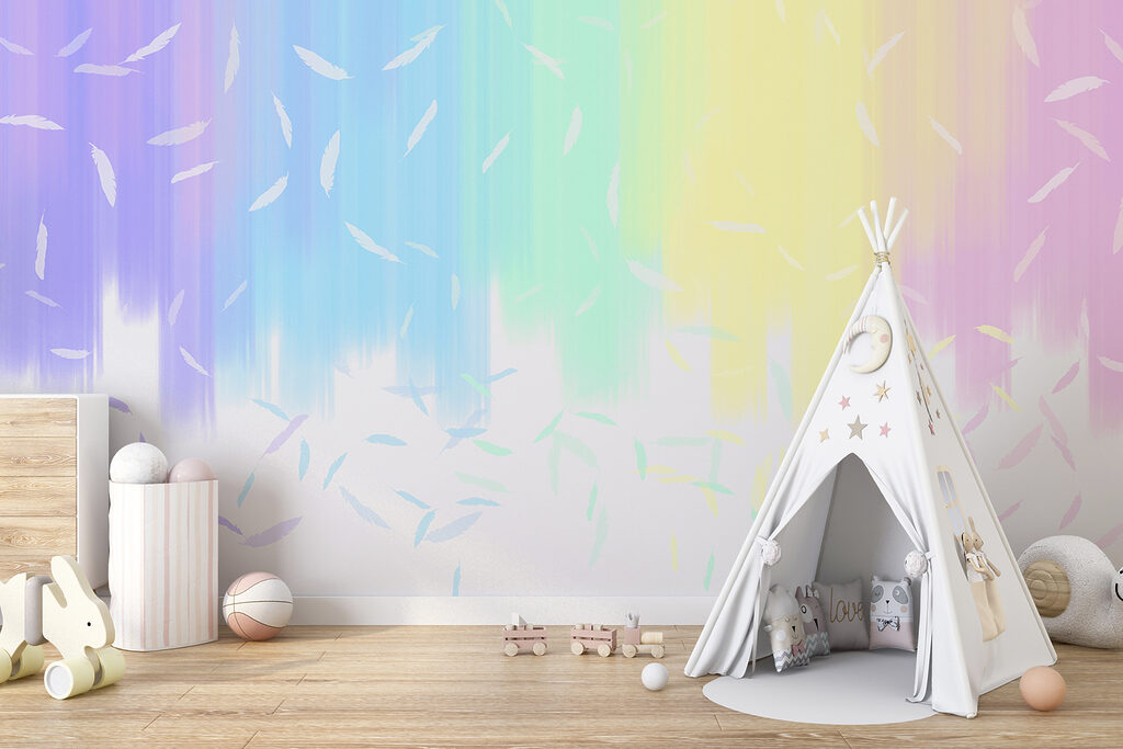Pastel rainbow stripes — interior 1