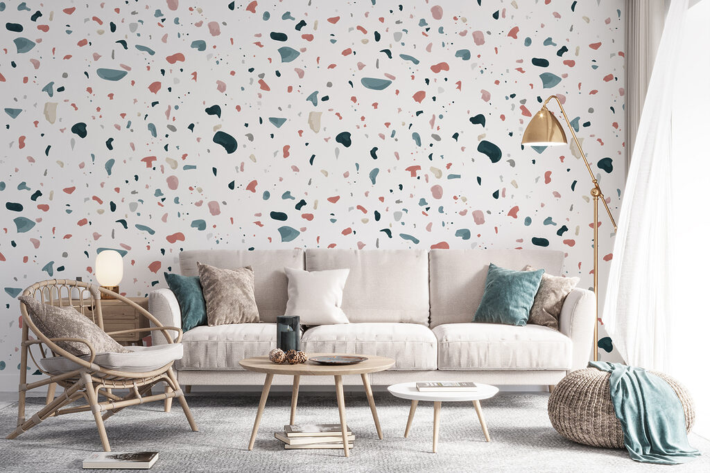 Colour flecks on white — interior 1