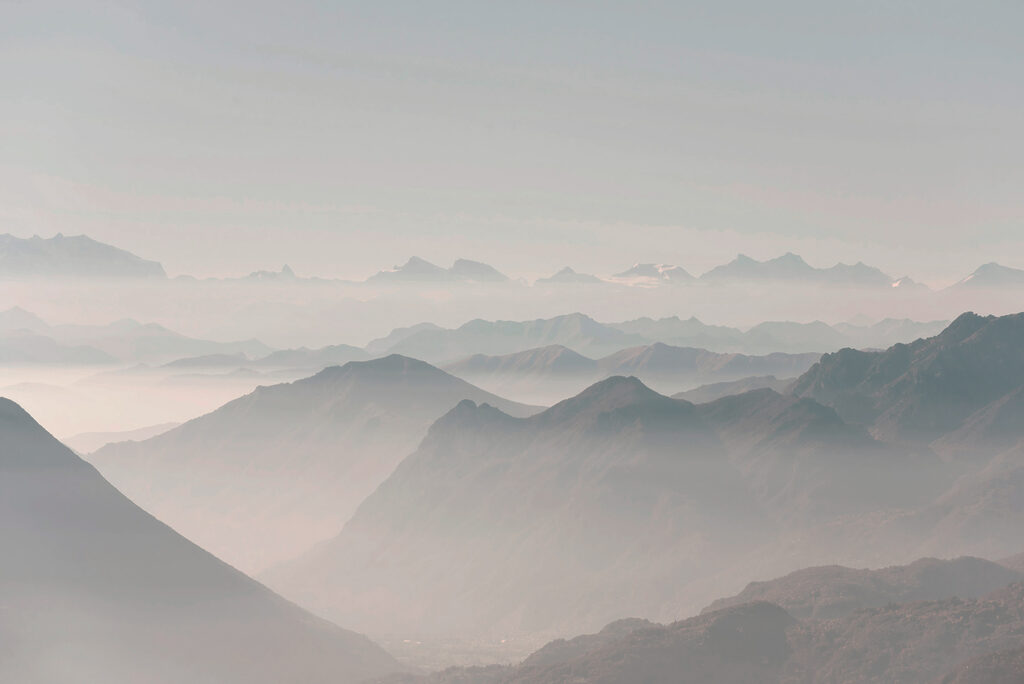 Misty mountain ridges — full design