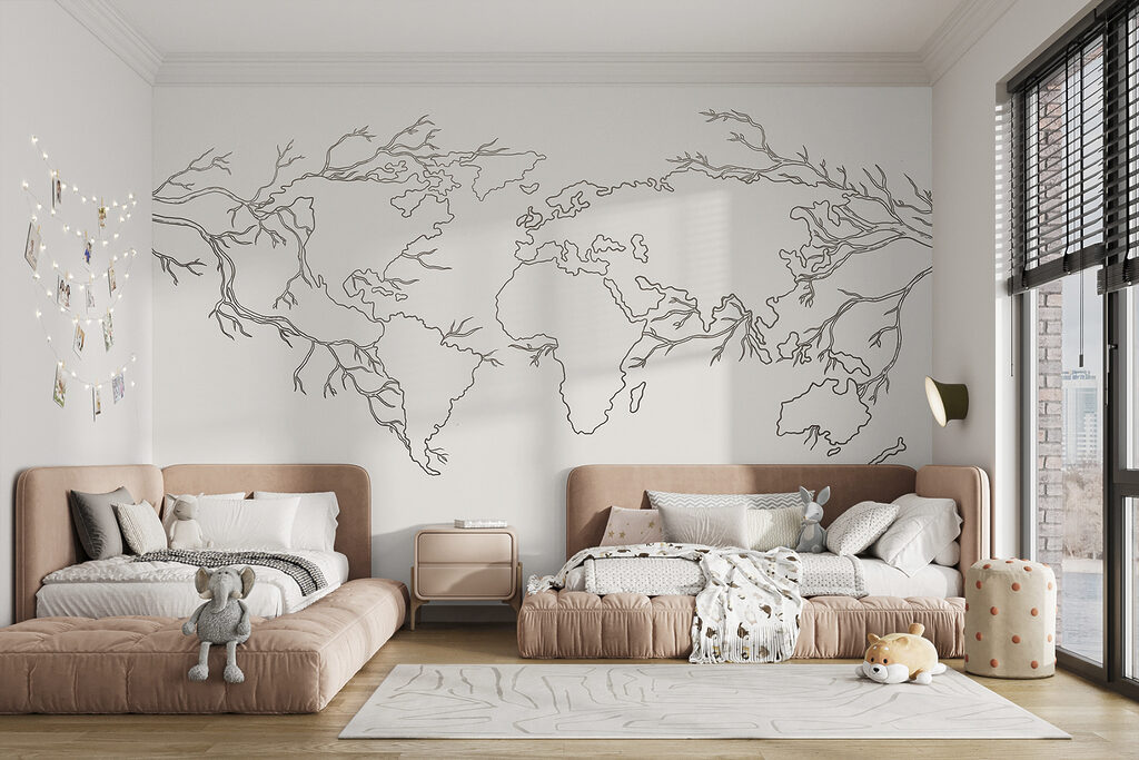 World map in branches — interior 1