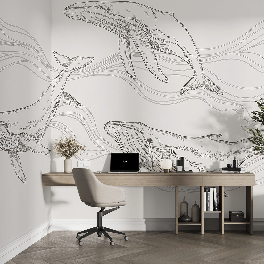 Three whales among waves — interior 3