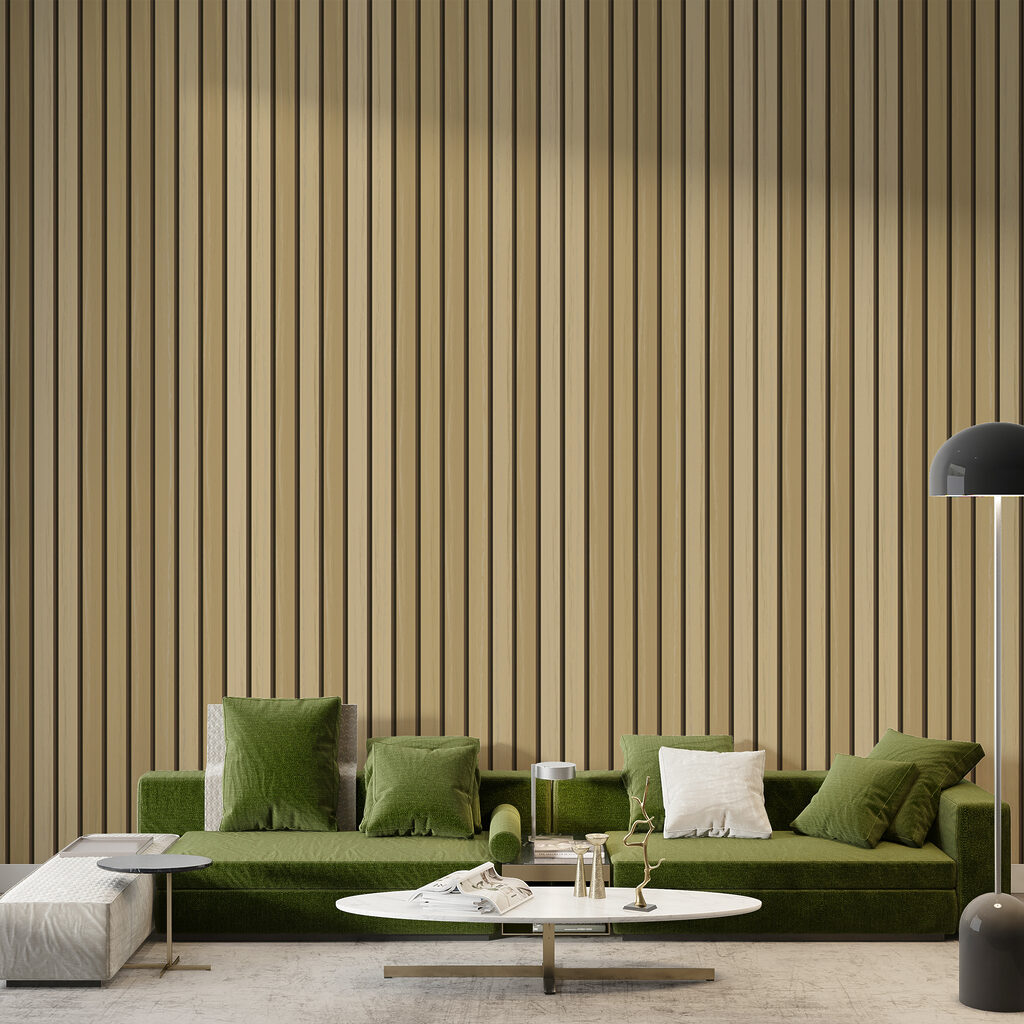 Golden slats in rows — interior 1