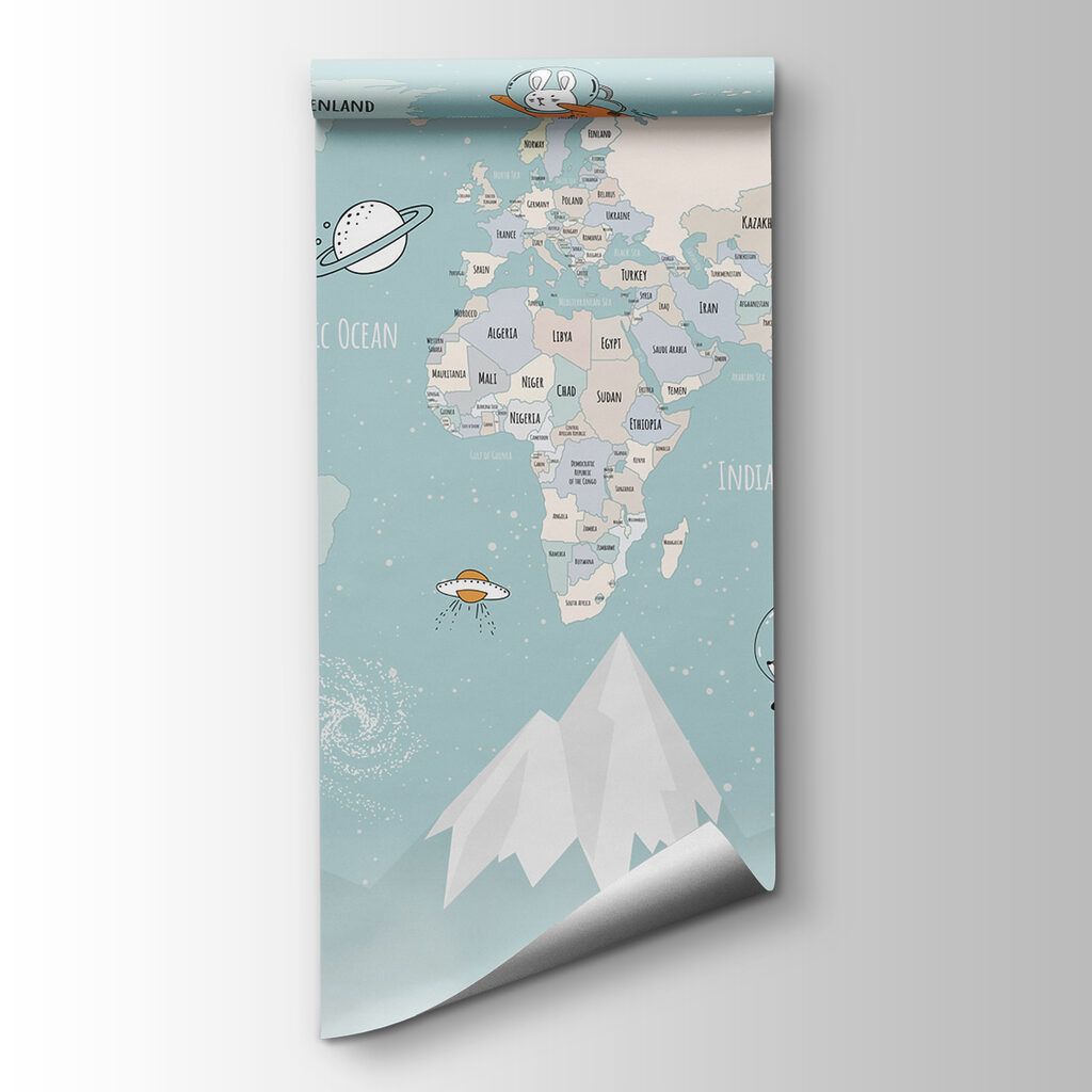 World map with astronauts — product view
