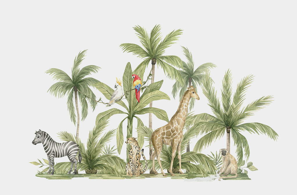 Animals among palms — full design