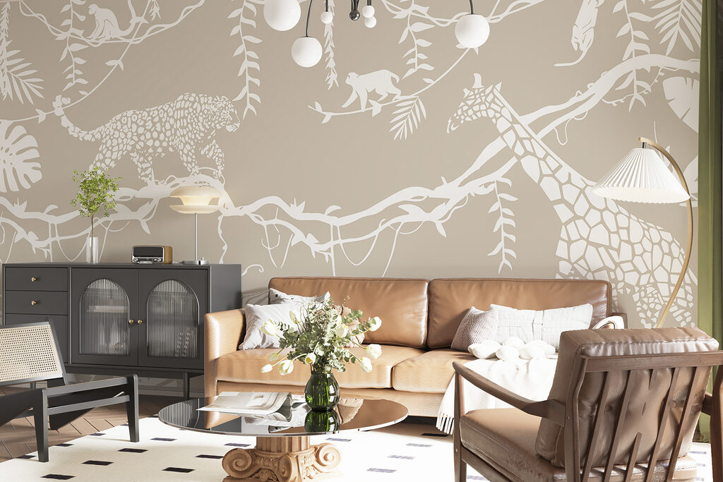 Animals in white outline — interior 2