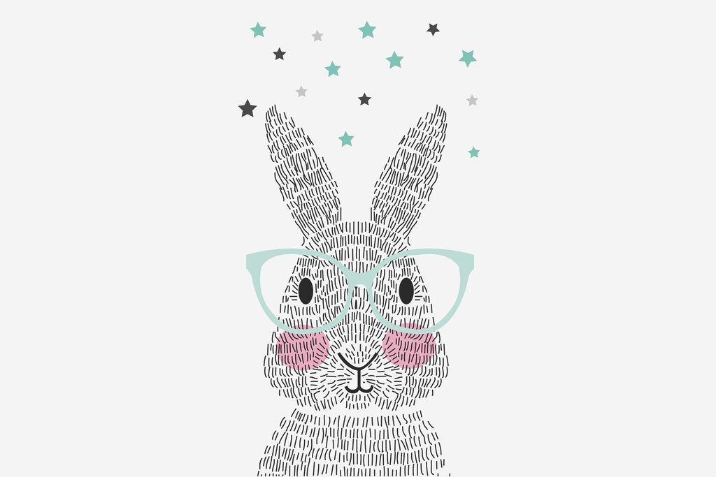 Rabbit with glasses — full design