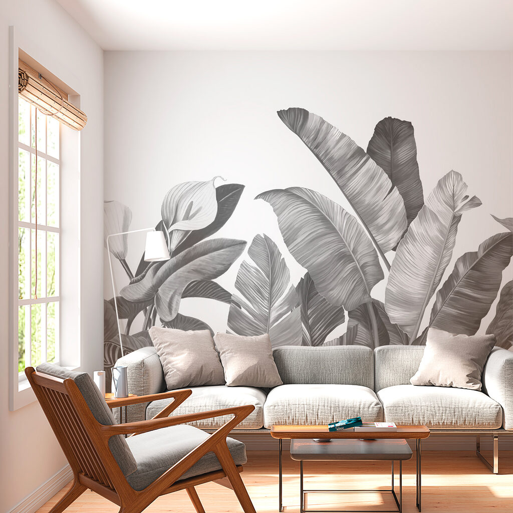 Leaves and pale blooms — interior 1
