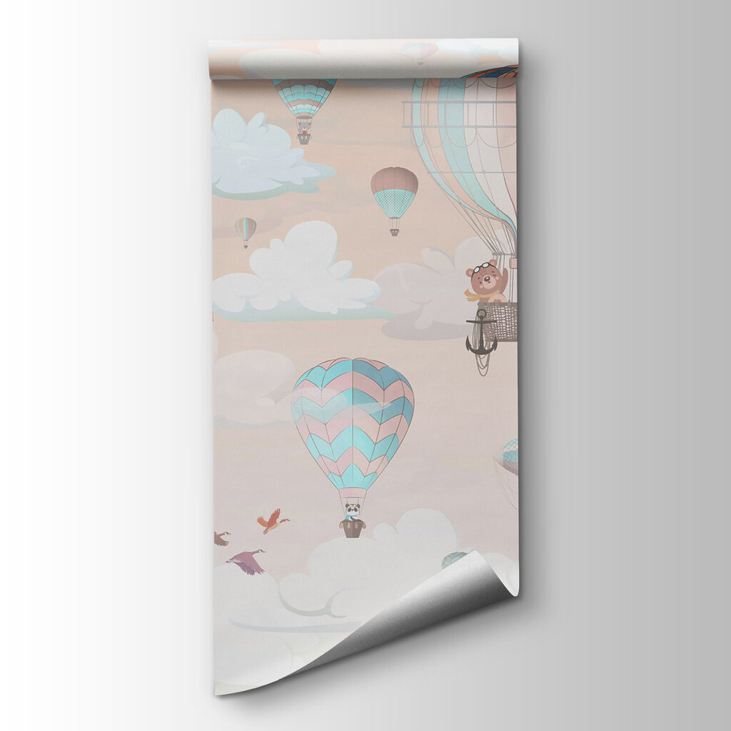 Pastel balloons among clouds — product view