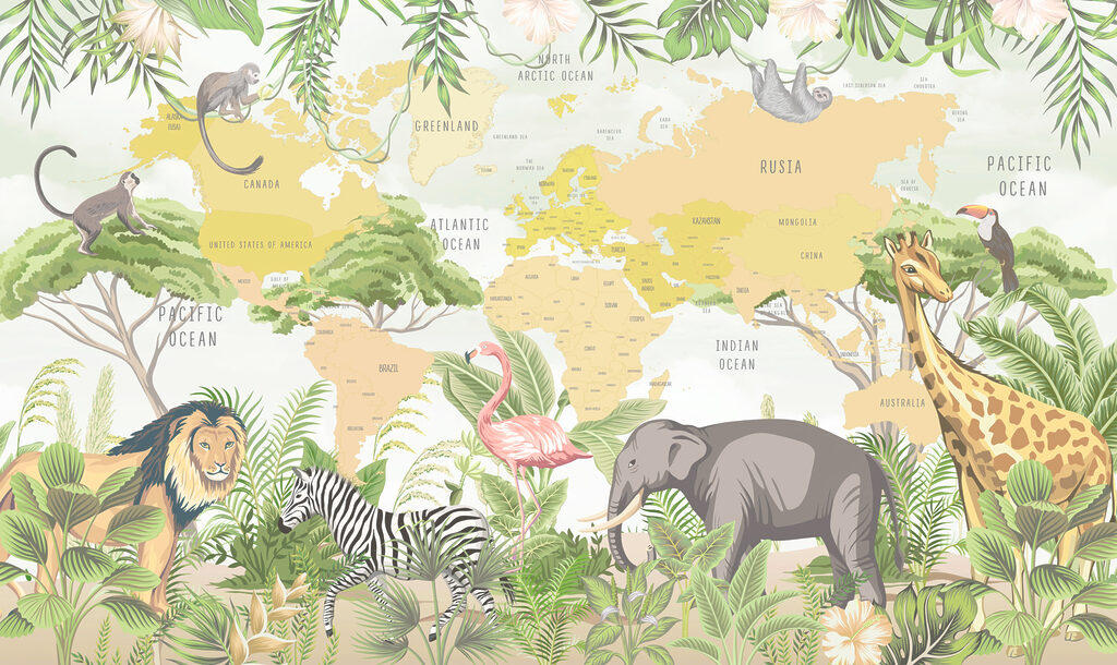 Wildlife World Map — full design