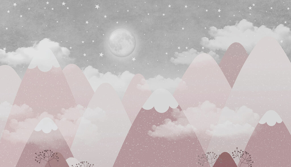 Snowy peaks by moonlight — full design