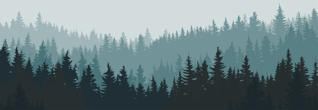 Dark pines in layers — full design