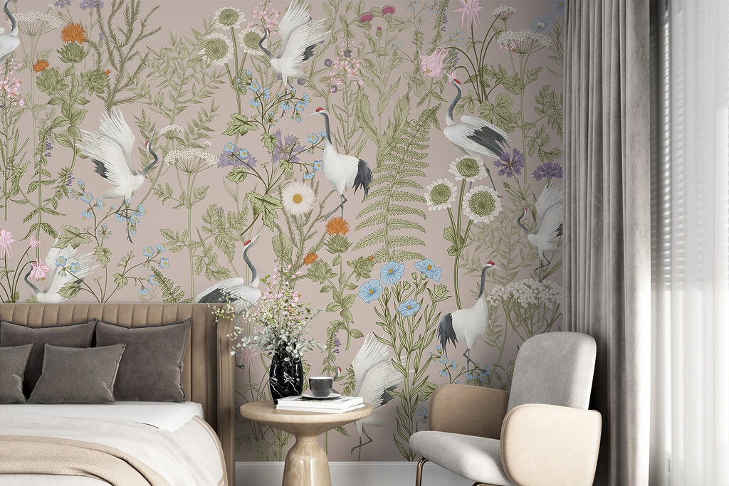 White birds among wildflowers — interior 1