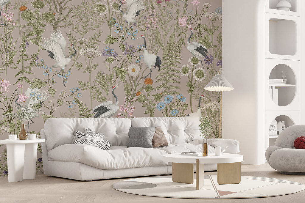 White birds among wildflowers — interior 2