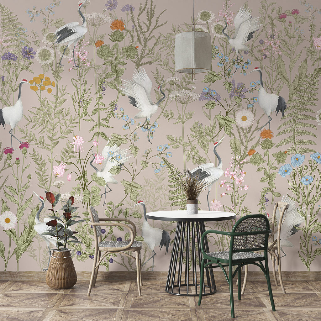 White birds among wildflowers — interior 3