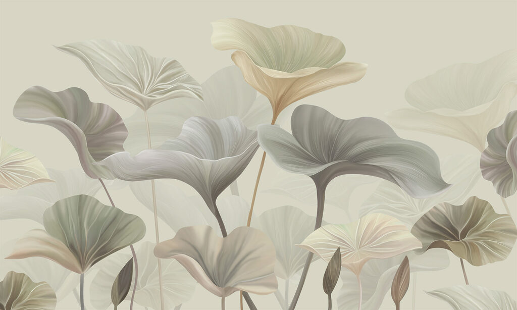 Fan leaves on stems — full design