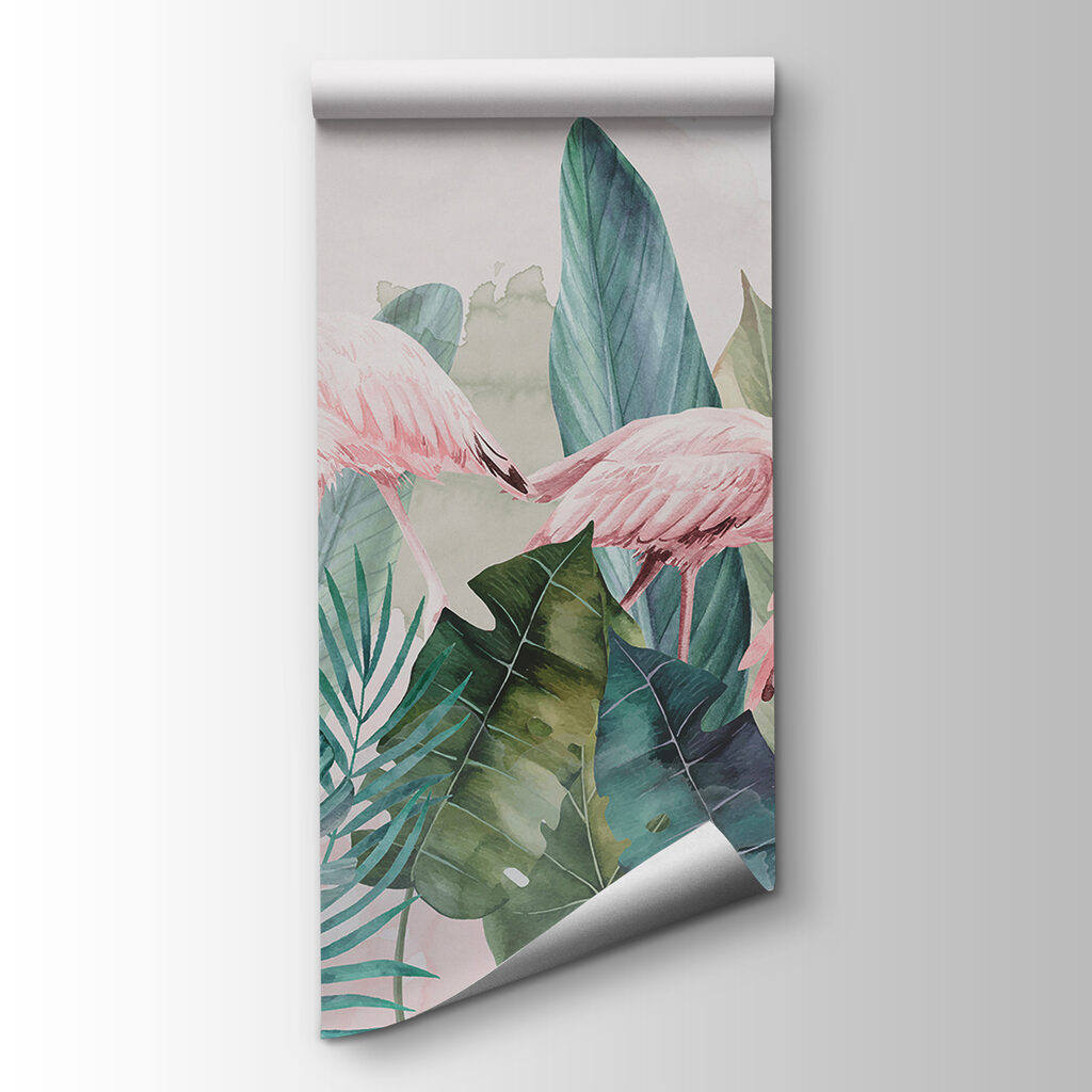 Flamingos among leaves — product view
