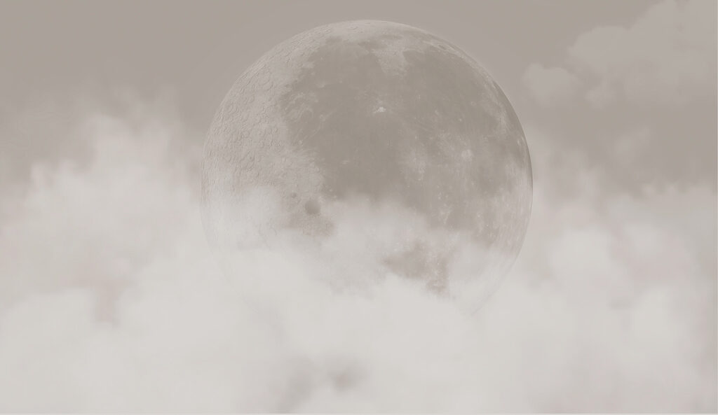 Moon behind the clouds — full design