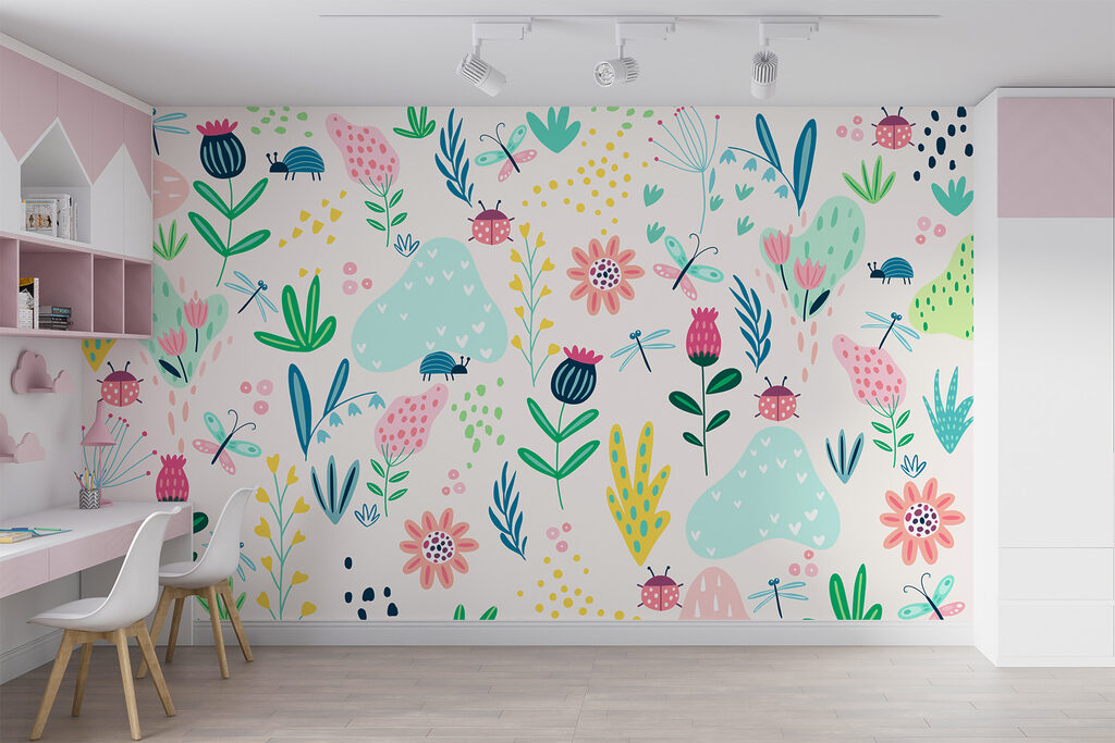 Beetles among colourful flowers — interior 1
