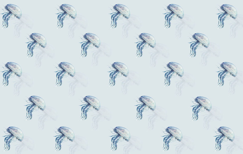 Small jellyfish in blue — full design