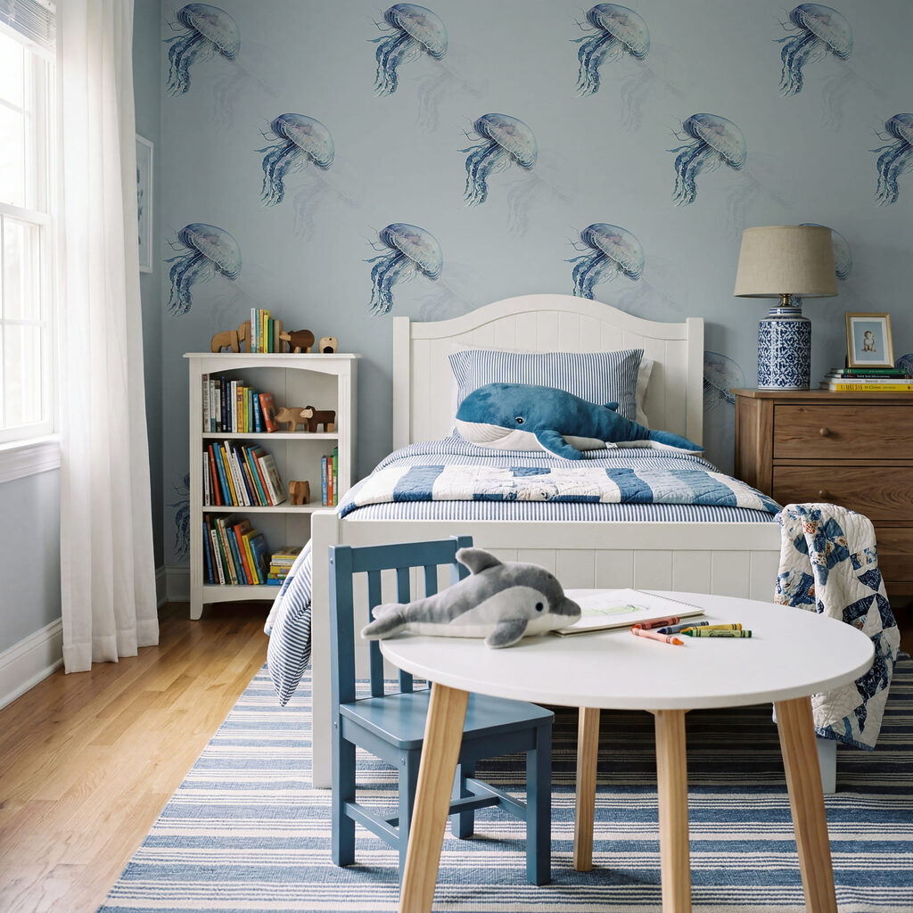 Small jellyfish in blue — interior 3