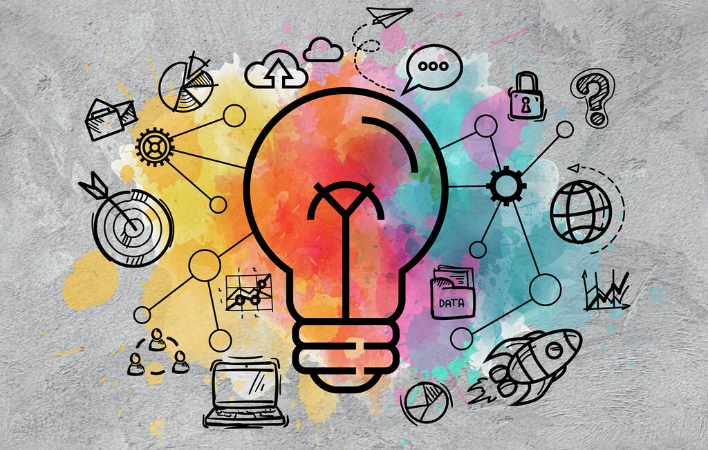 Light bulb with ideas — full design