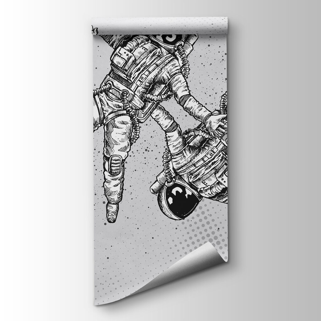 Two astronauts floating — product view