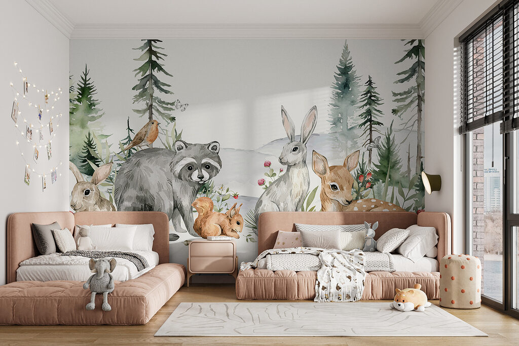 Woodland animals among pines — interior 2