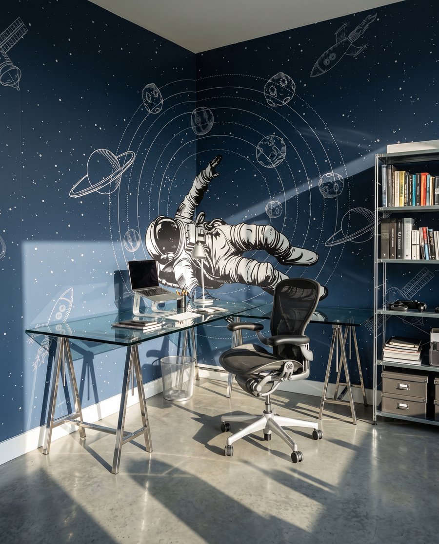 Astronaut among planet orbits — interior 7
