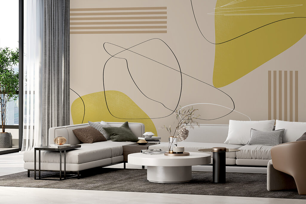 Rounded shapes and dashes — interior 1