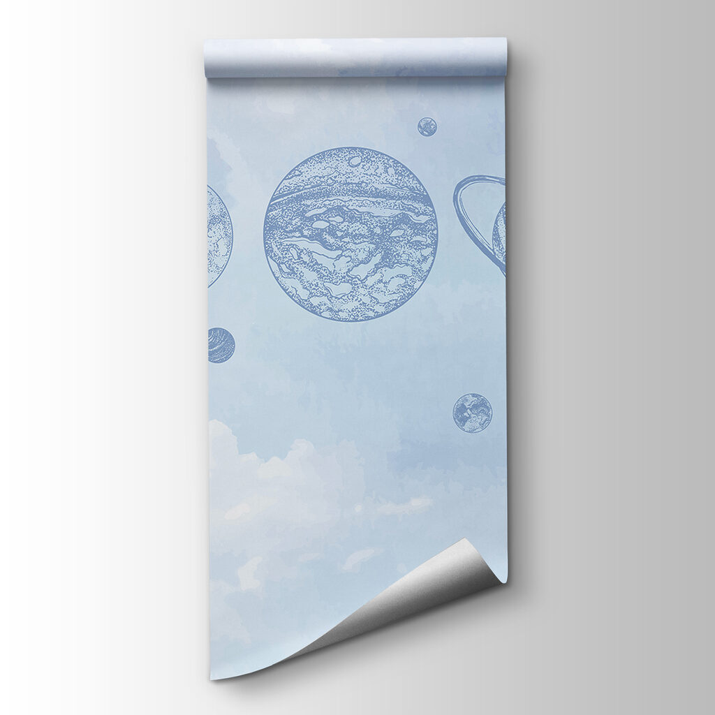 Planets above blue clouds — product view