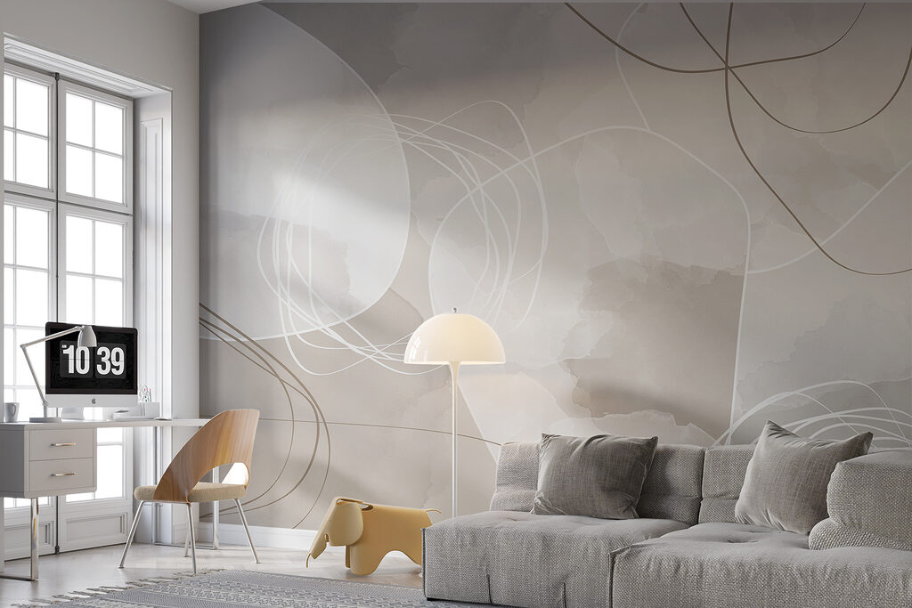 White loops over greys — interior 1