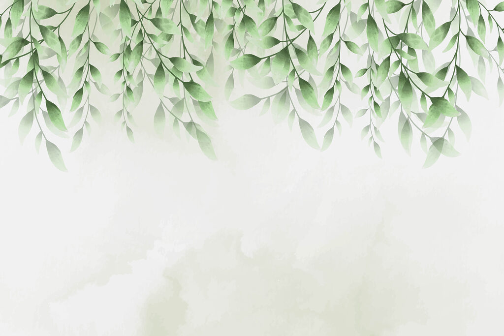 Leaves above misty white — full design
