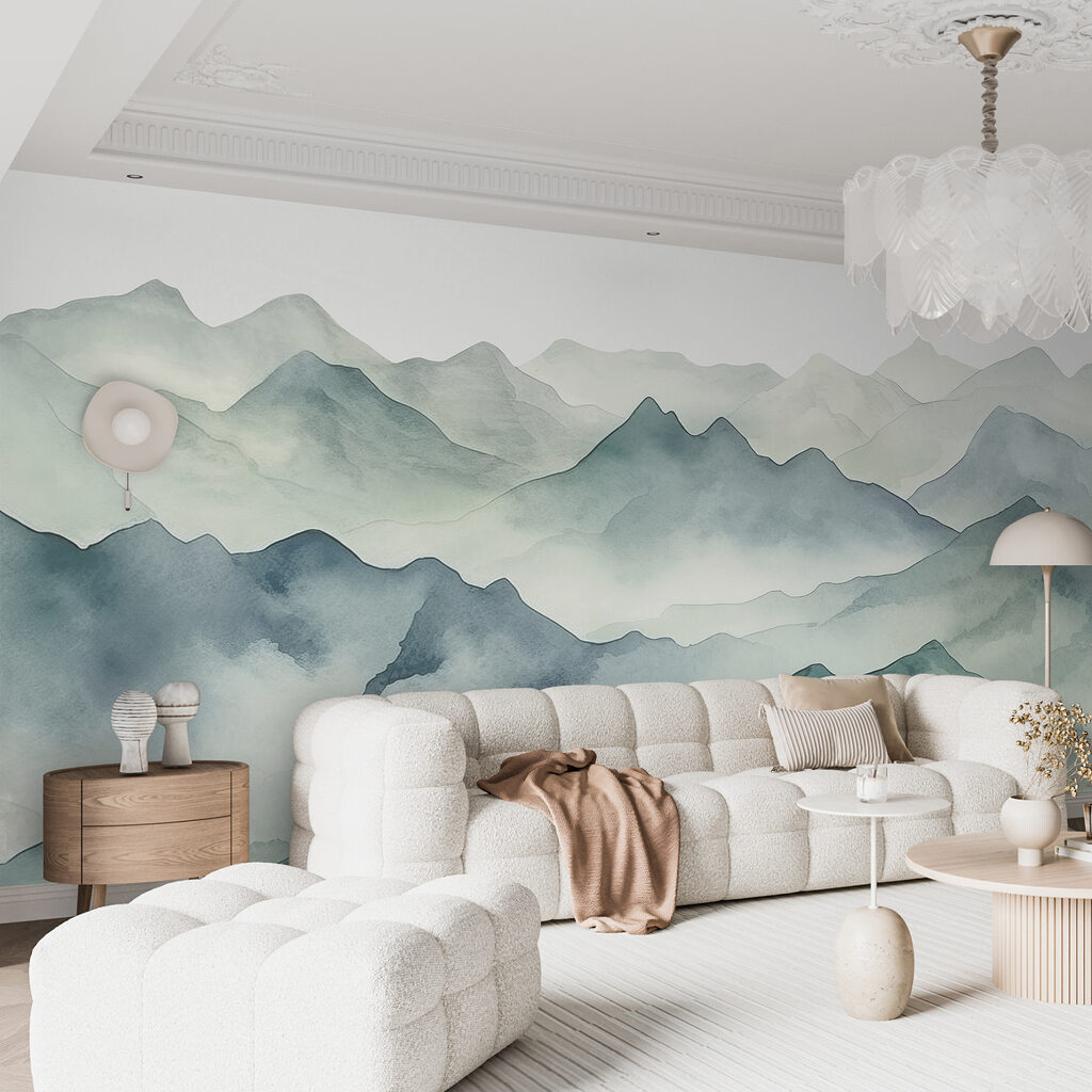 Watercolour Peaks in an interior